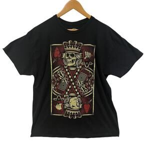 DOM Gothic Skull King Of Spade Graphic Tee‎ Black Playing Card Halloween Cotton